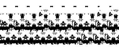 Grunge üst üste biniyor. Soyut siyah-beyaz vektör arkaplanı. Çatlak, leke ve noktalarda kirli desenli tek renkli klasik yüzey. Karanlık korku tarzında eski bir duvar.