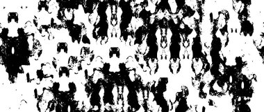 Grunge üst üste biniyor. Soyut siyah-beyaz vektör arkaplanı. Çatlak, leke ve noktalarda kirli desenli tek renkli klasik yüzey. Karanlık korku tarzında eski bir duvar.