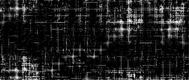 Grunge üst üste biniyor. Soyut siyah-beyaz vektör arkaplanı. Çatlak, leke ve noktalarda kirli desenli tek renkli klasik yüzey. Karanlık korku tarzında eski bir duvar.