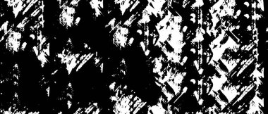 Grunge üst üste biniyor. Soyut siyah-beyaz vektör arkaplanı. Çatlak, leke ve noktalarda kirli desenli tek renkli klasik yüzey. Karanlık korku tarzında eski bir duvar.