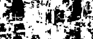 Grunge üst üste biniyor. Soyut siyah-beyaz vektör arkaplanı. Çatlak, leke ve noktalarda kirli desenli tek renkli klasik yüzey. Karanlık korku tarzında eski bir duvar.