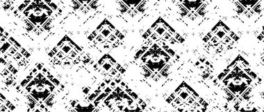 Grunge üst üste biniyor. Soyut siyah-beyaz vektör arkaplanı. Çatlak, leke ve noktalarda kirli desenli tek renkli klasik yüzey. Karanlık korku tarzında eski bir duvar.