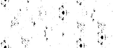 Grunge üst üste biniyor. Soyut siyah-beyaz vektör arkaplanı. Çatlak, leke ve noktalarda kirli desenli tek renkli klasik yüzey. Karanlık korku tarzında eski bir duvar.