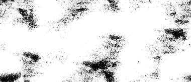 Grunge üst üste biniyor. Soyut siyah-beyaz vektör arkaplanı. Çatlak, leke ve noktalarda kirli desenli tek renkli klasik yüzey. Karanlık korku tarzında eski bir duvar.