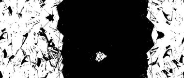 Grunge üst üste biniyor. Soyut siyah-beyaz vektör arkaplanı. Çatlak, leke ve noktalarda kirli desenli tek renkli klasik yüzey. Karanlık korku tarzında eski bir duvar.