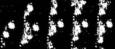 Grunge üst üste biniyor. Soyut siyah-beyaz vektör arkaplanı. Çatlak, leke ve noktalarda kirli desenli tek renkli klasik yüzey. Karanlık korku tarzında eski bir duvar.