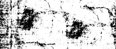 Grunge üst üste biniyor. Soyut siyah-beyaz vektör arkaplanı. Çatlak, leke ve noktalarda kirli desenli tek renkli klasik yüzey. Karanlık korku tarzında eski bir duvar.