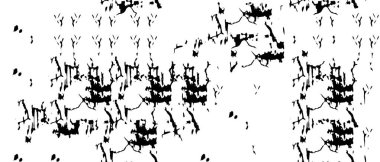 Grunge üst üste biniyor. Soyut siyah-beyaz vektör arkaplanı. Çatlak, leke ve noktalarda kirli desenli tek renkli klasik yüzey. Karanlık korku tarzında eski bir duvar.