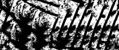 Grunge üst üste biniyor. Soyut siyah-beyaz vektör arkaplanı. Tek renkli vintage yüzey