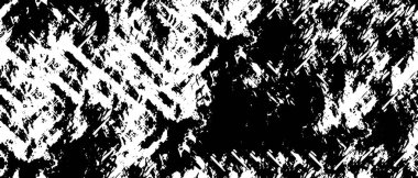 Grunge üst üste biniyor. Soyut siyah-beyaz vektör arkaplanı. Çatlak, leke ve noktalarda kirli desenli tek renkli klasik yüzey. Karanlık korku tarzında eski bir duvar.
