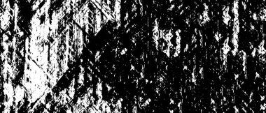 Grunge üst üste biniyor. Soyut siyah-beyaz vektör arkaplanı. Çatlak, leke ve noktalarda kirli desenli tek renkli klasik yüzey. Karanlık korku tarzında eski bir duvar.
