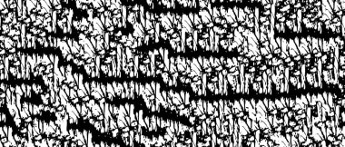 Grunge üst üste biniyor. Soyut siyah-beyaz vektör arkaplanı. Çatlak, leke ve noktalarda kirli desenli tek renkli klasik yüzey. Karanlık korku tarzında eski bir duvar.