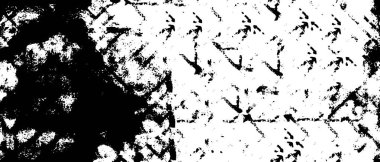 Grunge üst üste biniyor. Soyut siyah-beyaz vektör arkaplanı. Çatlak, leke ve noktalarda kirli desenli tek renkli klasik yüzey. Karanlık korku tarzında eski bir duvar.
