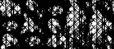 Grunge üst üste biniyor. Soyut siyah-beyaz vektör arkaplanı. Çatlak, leke ve noktalarda kirli desenli tek renkli klasik yüzey. Karanlık korku tarzında eski bir duvar.