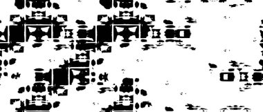 Grunge üst üste biniyor. Soyut siyah-beyaz vektör arkaplanı. Çatlak, leke ve noktalarda kirli desenli tek renkli klasik yüzey. Karanlık korku tarzında eski bir duvar.