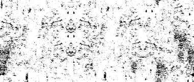 Grunge üst üste biniyor. Soyut siyah-beyaz vektör arkaplanı. Çatlak, leke ve noktalarda kirli desenli tek renkli klasik yüzey. Karanlık korku tarzında eski bir duvar.