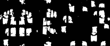 Grunge üst üste biniyor. Soyut siyah-beyaz vektör arkaplanı. Çatlak, leke ve noktalarda kirli desenli tek renkli klasik yüzey. Karanlık korku tarzında eski bir duvar.