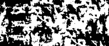 Grunge üst üste biniyor. Soyut siyah-beyaz vektör arkaplanı. Çatlak, leke ve noktalarda kirli desenli tek renkli klasik yüzey. Karanlık korku tarzında eski bir duvar.
