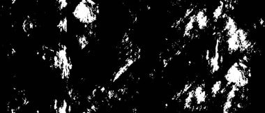 Grunge üst üste biniyor. Soyut siyah-beyaz vektör arkaplanı. Çatlak, leke ve noktalarda kirli desenli tek renkli klasik yüzey. Karanlık korku tarzında eski bir duvar.