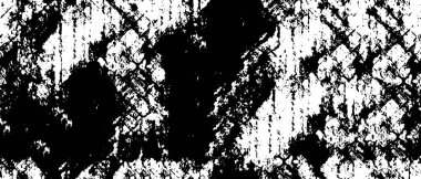 Grunge üst üste biniyor. Soyut siyah-beyaz vektör arkaplanı. Çatlak, leke ve noktalarda kirli desenli tek renkli klasik yüzey. Karanlık korku tarzında eski bir duvar.