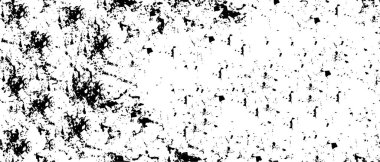 Grunge üst üste biniyor. Soyut siyah-beyaz vektör arkaplanı. Çatlak, leke ve noktalarda kirli desenli tek renkli klasik yüzey. Karanlık korku tarzında eski bir duvar.