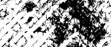 Grunge üst üste biniyor. Soyut siyah-beyaz vektör arkaplanı. Çatlak, leke ve noktalarda kirli desenli tek renkli klasik yüzey. Karanlık korku tarzında eski bir duvar.