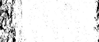 Grunge üst üste biniyor. Soyut siyah-beyaz vektör arkaplanı. Çatlak, leke ve noktalarda kirli desenli tek renkli klasik yüzey. Karanlık korku tarzında eski bir duvar.