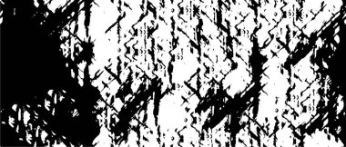 Grunge üst üste biniyor. Soyut siyah-beyaz vektör arkaplanı. Çatlak, leke ve noktalarda kirli desenli tek renkli klasik yüzey. Karanlık korku tarzında eski bir duvar.