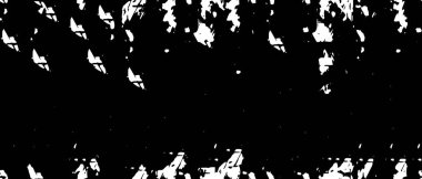 Grunge üst üste biniyor. Soyut siyah-beyaz vektör arkaplanı. Çatlak, leke ve noktalarda kirli desenli tek renkli klasik yüzey. Karanlık korku tarzında eski bir duvar.