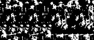 Grunge üst üste biniyor. Soyut siyah-beyaz vektör arkaplanı. Çatlak, leke ve noktalarda kirli desenli tek renkli klasik yüzey. Karanlık korku tarzında eski bir duvar.