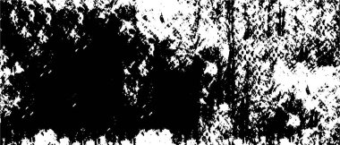 Grunge üst üste biniyor. Soyut siyah-beyaz vektör arkaplanı. Çatlak, leke ve noktalarda kirli desenli tek renkli klasik yüzey. Karanlık korku tarzında eski bir duvar.