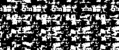 Grunge üst üste biniyor. Soyut siyah-beyaz vektör arkaplanı. Çatlak, leke ve noktalarda kirli desenli tek renkli klasik yüzey. Karanlık korku tarzında eski bir duvar.