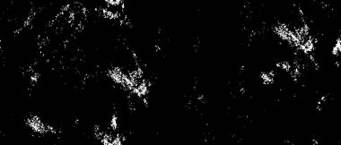 Grunge üst üste biniyor. Soyut siyah-beyaz vektör arkaplanı. Çatlak, leke ve noktalarda kirli desenli tek renkli klasik yüzey. Karanlık korku tarzında eski bir duvar.