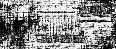 Grunge üst üste biniyor. Soyut siyah-beyaz vektör arkaplanı. Çatlak, leke ve noktalarda kirli desenli tek renkli klasik yüzey. Karanlık korku tarzında eski bir duvar.