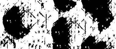 Grunge üst üste biniyor. Soyut siyah-beyaz vektör arkaplanı. Çatlak, leke ve noktalarda kirli desenli tek renkli klasik yüzey. Karanlık korku tarzında eski bir duvar.