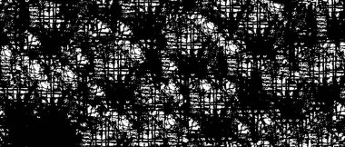 Grunge üst üste biniyor. Soyut siyah-beyaz vektör arkaplanı. Çatlak, leke ve noktalarda kirli desenli tek renkli klasik yüzey. Karanlık korku tarzında eski bir duvar.