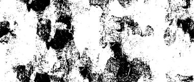 Grunge üst üste biniyor. Soyut siyah-beyaz vektör arkaplanı. Çatlak, leke ve noktalarda kirli desenli tek renkli klasik yüzey. Karanlık korku tarzında eski bir duvar.
