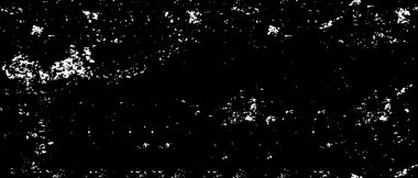 Grunge üst üste biniyor. Soyut siyah-beyaz vektör arkaplanı. Çatlak, leke ve noktalarda kirli desenli tek renkli klasik yüzey. Karanlık korku tarzında eski bir duvar.