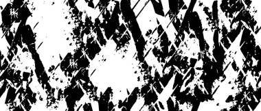 Grunge üst üste biniyor. Soyut siyah-beyaz vektör arkaplanı. Çatlak, leke ve noktalarda kirli desenli tek renkli klasik yüzey. Karanlık korku tarzında eski bir duvar.