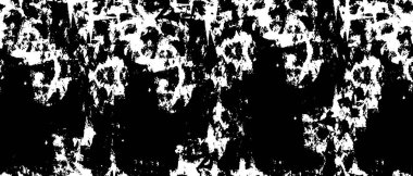 Grunge üst üste biniyor. Soyut siyah-beyaz vektör arkaplanı. Çatlak, leke ve noktalarda kirli desenli tek renkli klasik yüzey. Karanlık korku tarzında eski bir duvar.