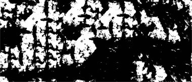 Grunge üst üste biniyor. Soyut siyah-beyaz vektör arkaplanı. Çatlaklarda, noktalarda, noktalarda kirli desenli tek renkli vintage yüzey