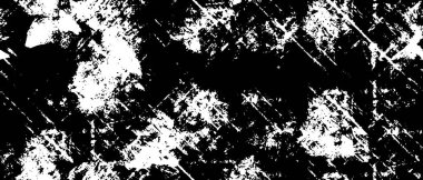 Grunge üst üste biniyor. Soyut siyah-beyaz vektör arkaplanı. Çatlak, leke ve noktalarda kirli desenli tek renkli klasik yüzey. Karanlık korku tarzında eski bir duvar.