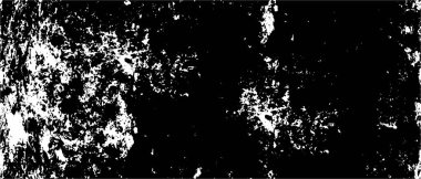 Grunge üst üste biniyor. Soyut siyah-beyaz vektör arkaplanı. Çatlak, leke ve noktalarda kirli desenli tek renkli klasik yüzey. Karanlık korku tarzında eski bir duvar.