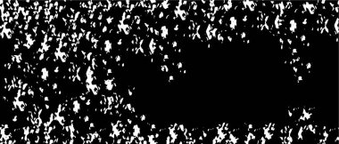 Grunge üst üste biniyor. Soyut siyah-beyaz vektör arkaplanı. Çatlak, leke ve noktalarda kirli desenli tek renkli klasik yüzey. Karanlık korku tarzında eski bir duvar.