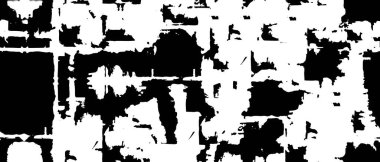 Grunge üst üste biniyor. Soyut siyah-beyaz vektör arkaplanı. Çatlak, leke ve noktalarda kirli desenli tek renkli klasik yüzey. Karanlık korku tarzında eski bir duvar.