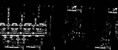 Grunge üst üste biniyor. Soyut siyah-beyaz vektör arkaplanı. Çatlak, leke ve noktalarda kirli desenli tek renkli klasik yüzey. Karanlık korku tarzında eski bir duvar.