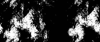 Grunge üst üste biniyor. Soyut siyah-beyaz vektör arkaplanı. Çatlak, leke ve noktalarda kirli desenli tek renkli klasik yüzey. Karanlık korku tarzında eski bir duvar.