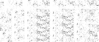 Grunge üst üste biniyor. Soyut siyah-beyaz vektör arkaplanı. Çatlak, leke ve noktalarda kirli desenli tek renkli klasik yüzey. Karanlık korku tarzında eski bir duvar.