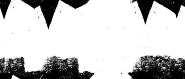 Grunge üst üste biniyor. Soyut siyah-beyaz vektör arkaplanı. Çatlak, leke ve noktalarda kirli desenli tek renkli klasik yüzey. Karanlık korku tarzında eski bir duvar.