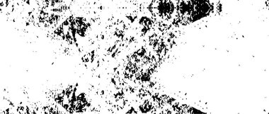 Grunge üst üste biniyor. Soyut siyah-beyaz vektör arkaplanı. Çatlak, leke ve noktalarda kirli desenli tek renkli klasik yüzey. Karanlık korku tarzında eski bir duvar.